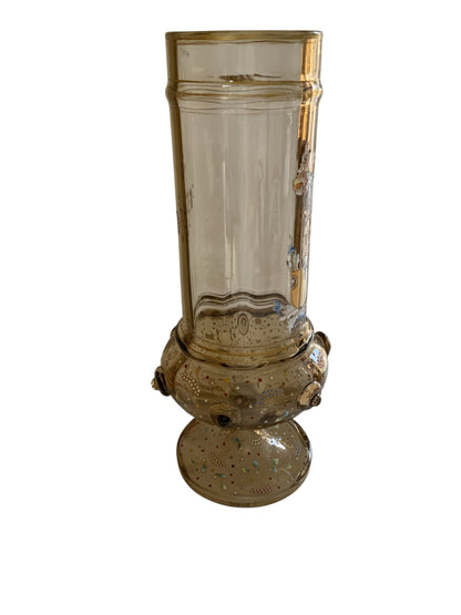 Antique Late 19th Century Fritz Heckert Enameled "Alt-Deutsch" Bohemian Glass Pokal Vase A 5755 Made in Germany 1880-1889
