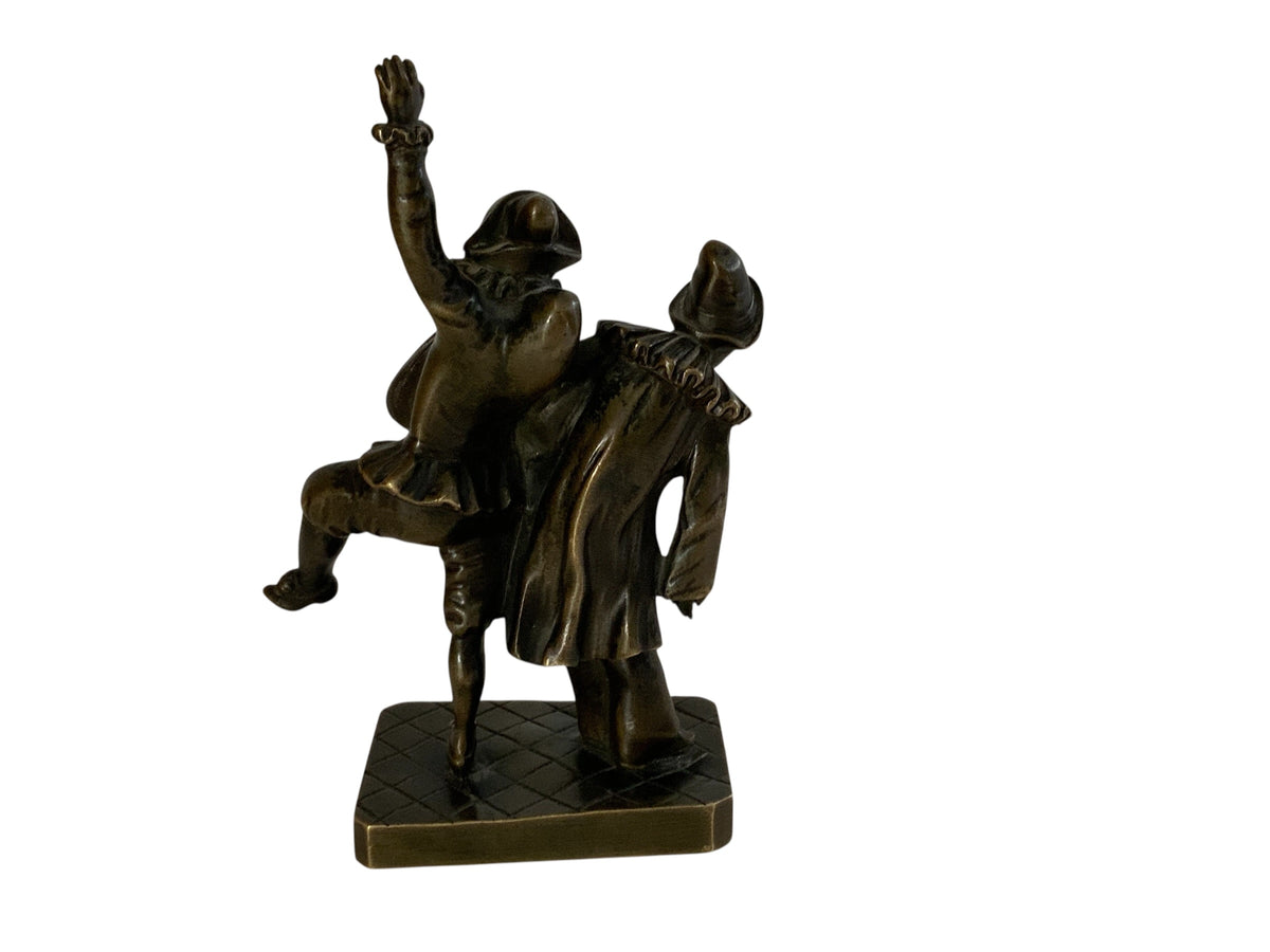 Antique Pierre Granet (1843-1910) Commedia dell'arte Clowns Bronze Sculpture Made in France