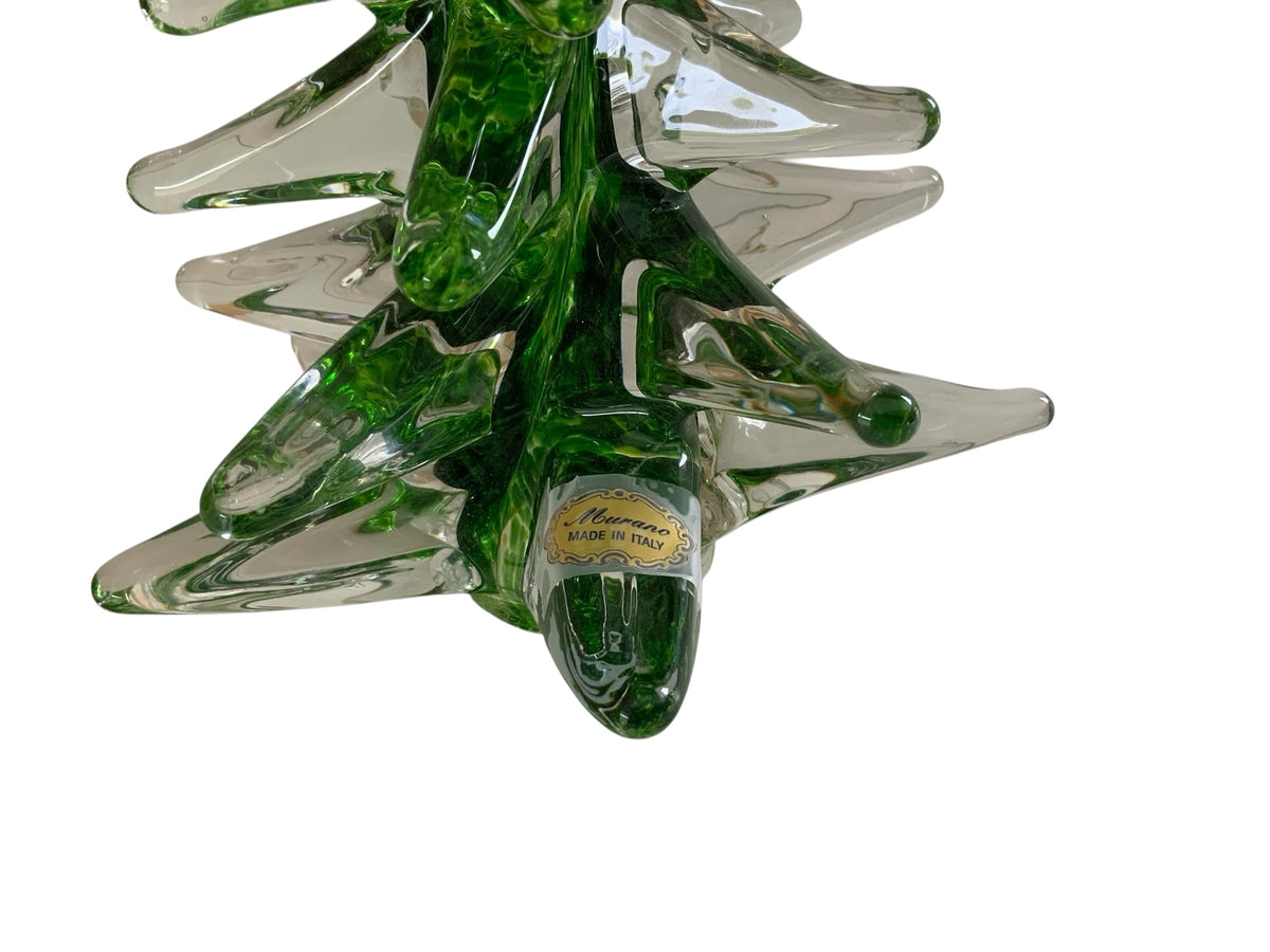 Vintage Signed 10" FM Ronneby Sweden Art Glass Christmas Tree Marcolin Green Murano Made in Sweden 1961-1988 Signed