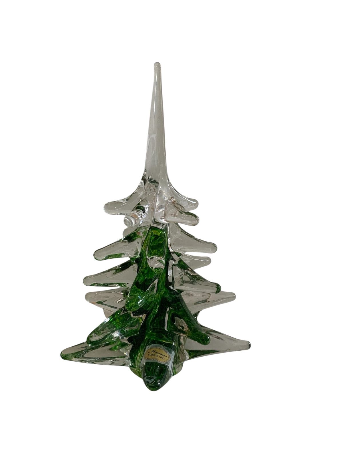 Vintage Signed 10" FM Ronneby Sweden Art Glass Christmas Tree Marcolin Green Murano Made in Sweden 1961-1988 Signed