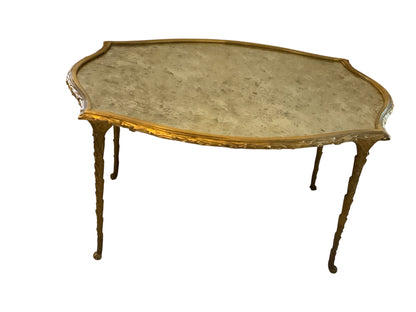Vintage MCM Maison Bagues French Bronze Gilded Coffee Table Made in France in 1950s-1970s