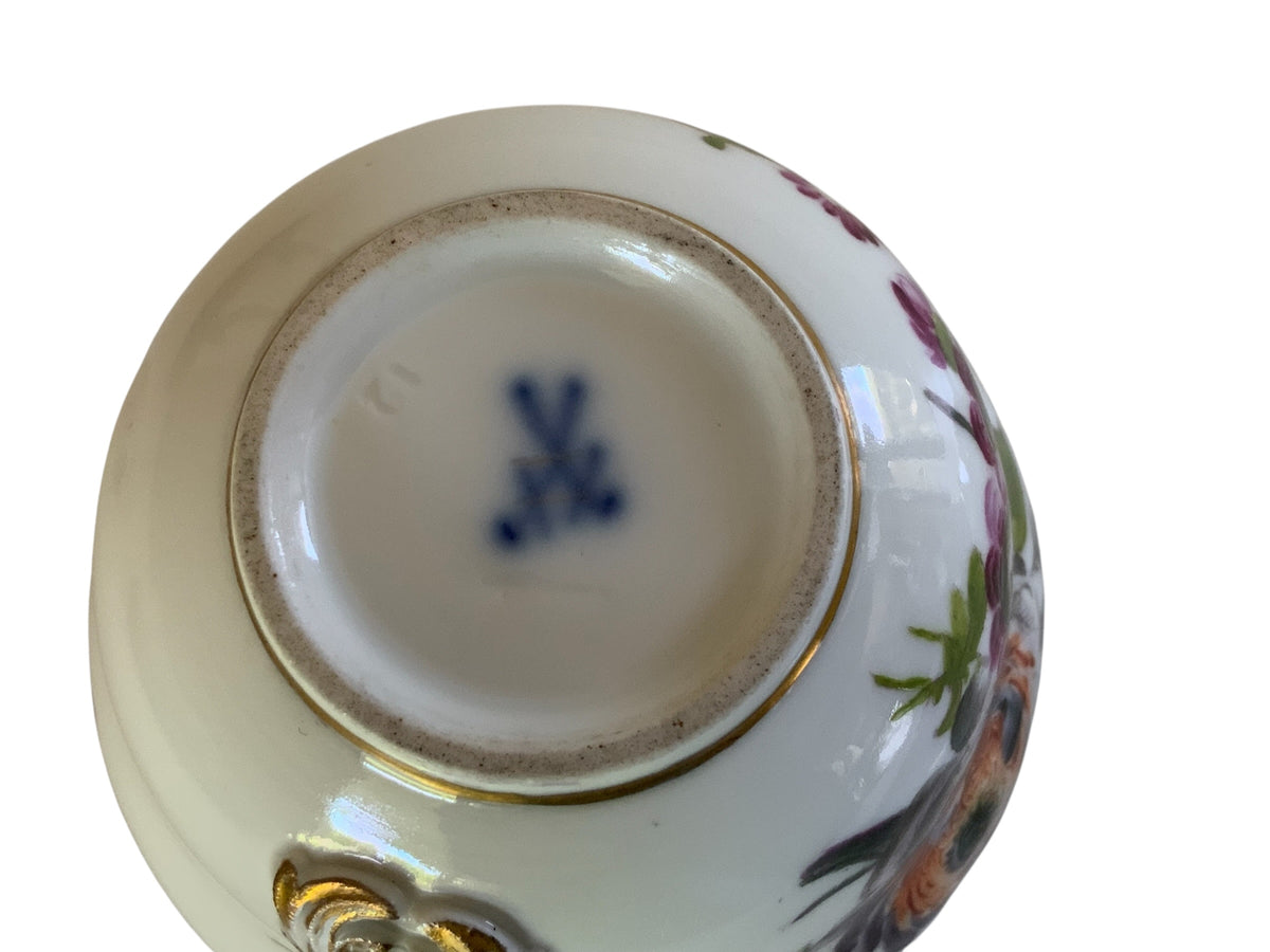 Antique Meissen Deutsche Blumen Porcelain Tea Cup & Saucer Made in Germany 1860-1924