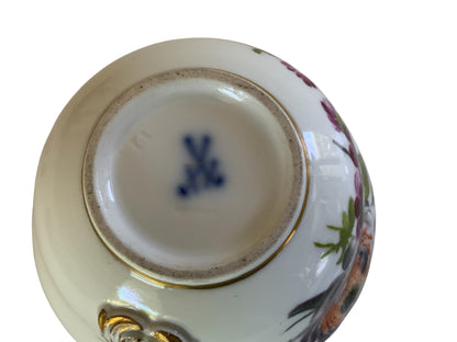 Antique Meissen Deutsche Blumen Porcelain Tea Cup & Saucer Made in Germany 1860-1924