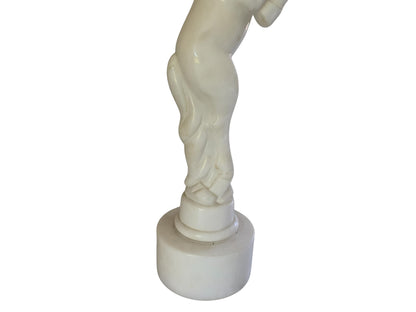 Vintage MCM Italian Alabaster Horse Table Lamp Base Hand Carved Rearing Knight Model 477 Original Sticker