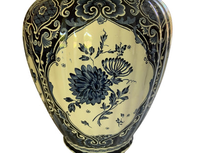 Vintage Boch 18" Royal Sphinx Delft Blue Foo Dog Finial Lidded Ginger Jar Made in Holland 1969-1979