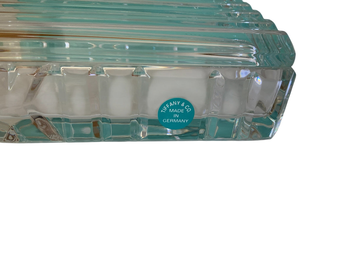Pair Tiffany & Co. Crystal "Atlas" Trinket Box's in Original Tiffany Box 1990s