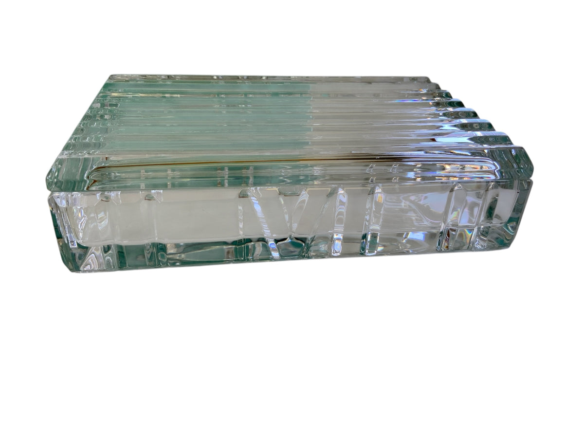 Pair Tiffany & Co. Crystal "Atlas" Trinket Box's in Original Tiffany Box 1990s