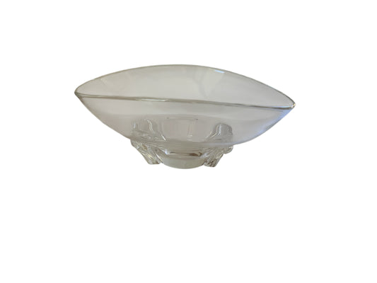 Vintage MCM Steuben Donald Pollard Crystal Glass Basket Bowl 11.25" #8079 USA 1950s-1960s Signed