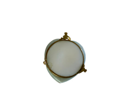 Antique French Enameled Opaline Gilt Ormalu Hand Painted Courting Scene Trinket Box c1900