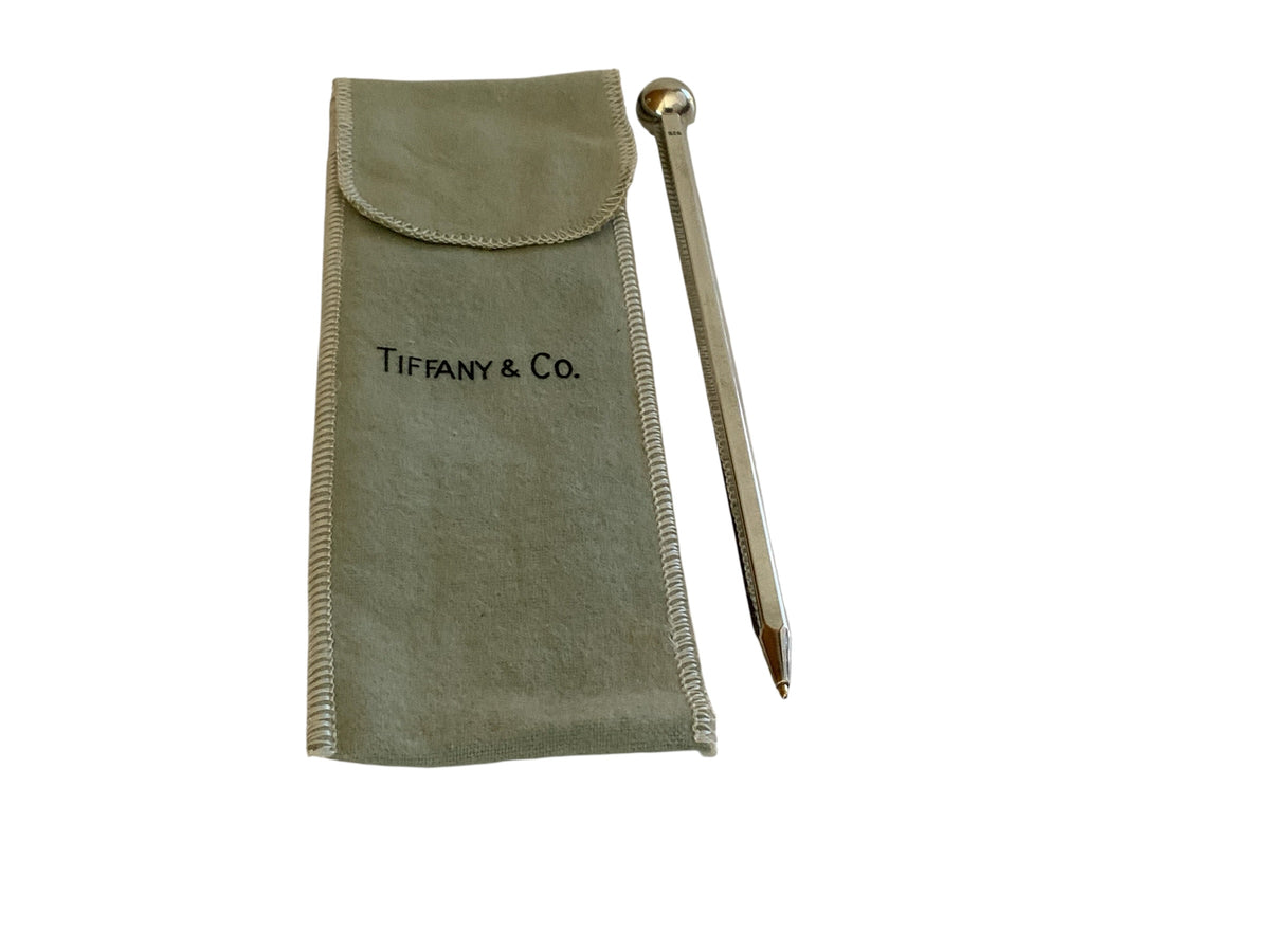 Vintage Tiffany & Co. Sterling Silver Golf Ball & Tee/ Vintage Rotary Phone Dialer Faceted Ballpoint Pen w/ Pouch Germany 1980s-1990s