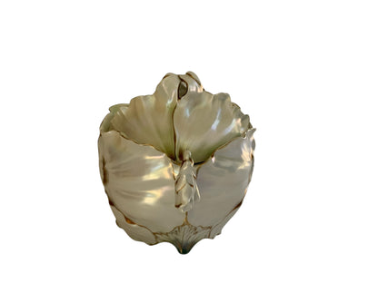 Rare Antique Royal Bayreuth White Poppy Porcelain Humidor Jar Figural Deponiert Germany Early 1900s