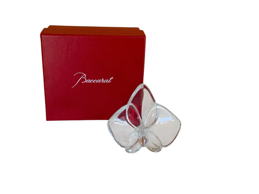 Authentic Baccarat France Crystal Orchid Flower Figurine / Paperweight with Original Box SIGNED and STAMPED