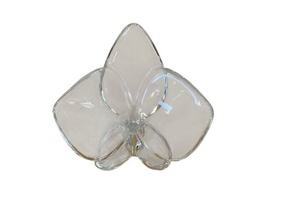 Authentic Baccarat France Crystal Orchid Flower Figurine / Paperweight with Original Box SIGNED and STAMPED
