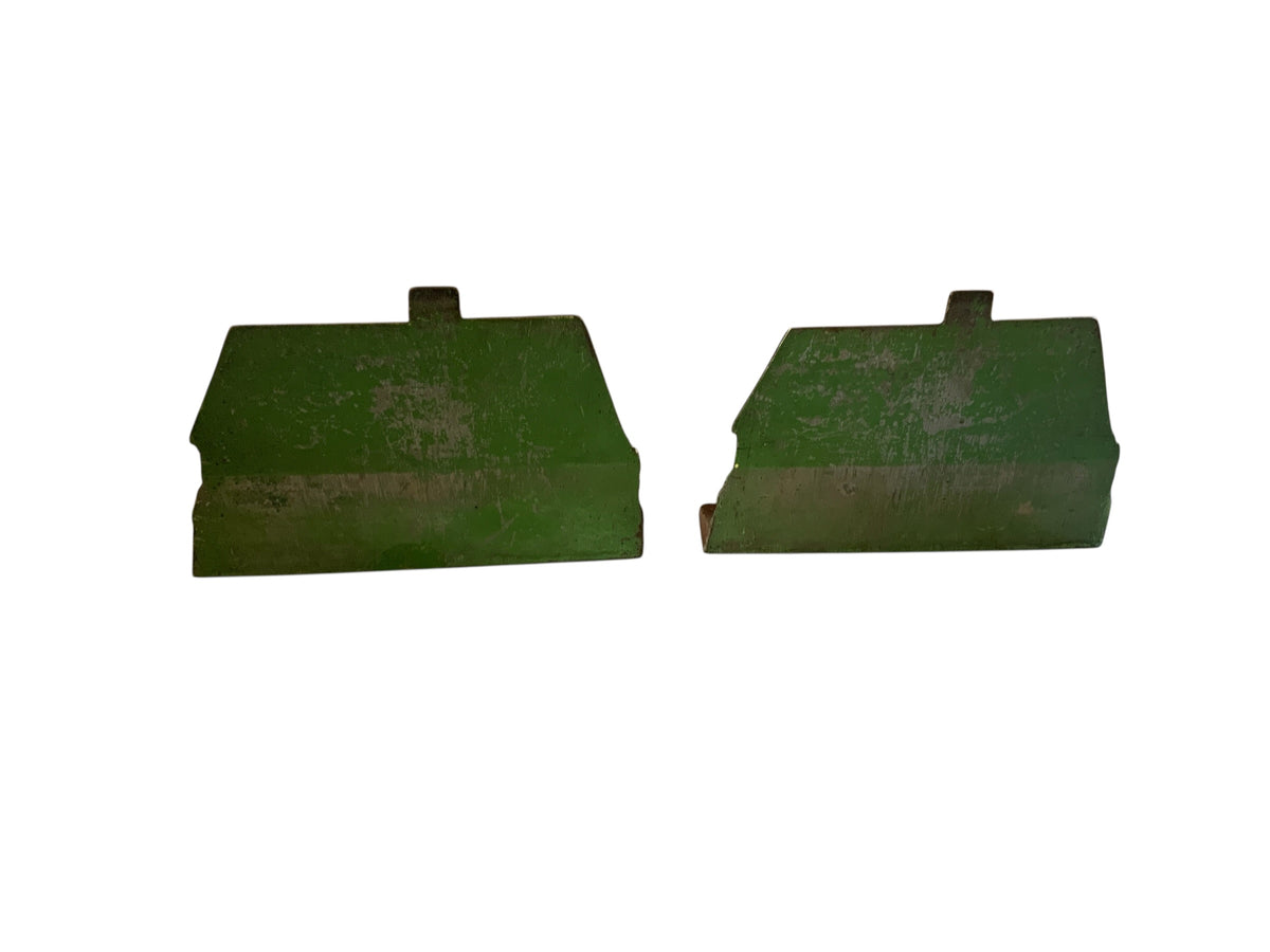 Pair of Antique Hubley #211 Cape Cod Cottage Cast Iron Doorstops - Original Paint USA 1920s