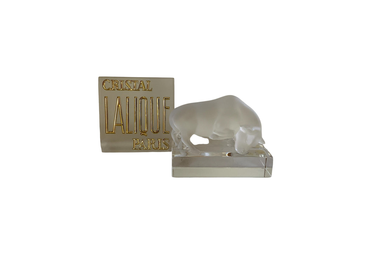 Vintage Authentic Lalique France Crystal Bull Figurine "Taureau" #11805 Made in France 1978-2000