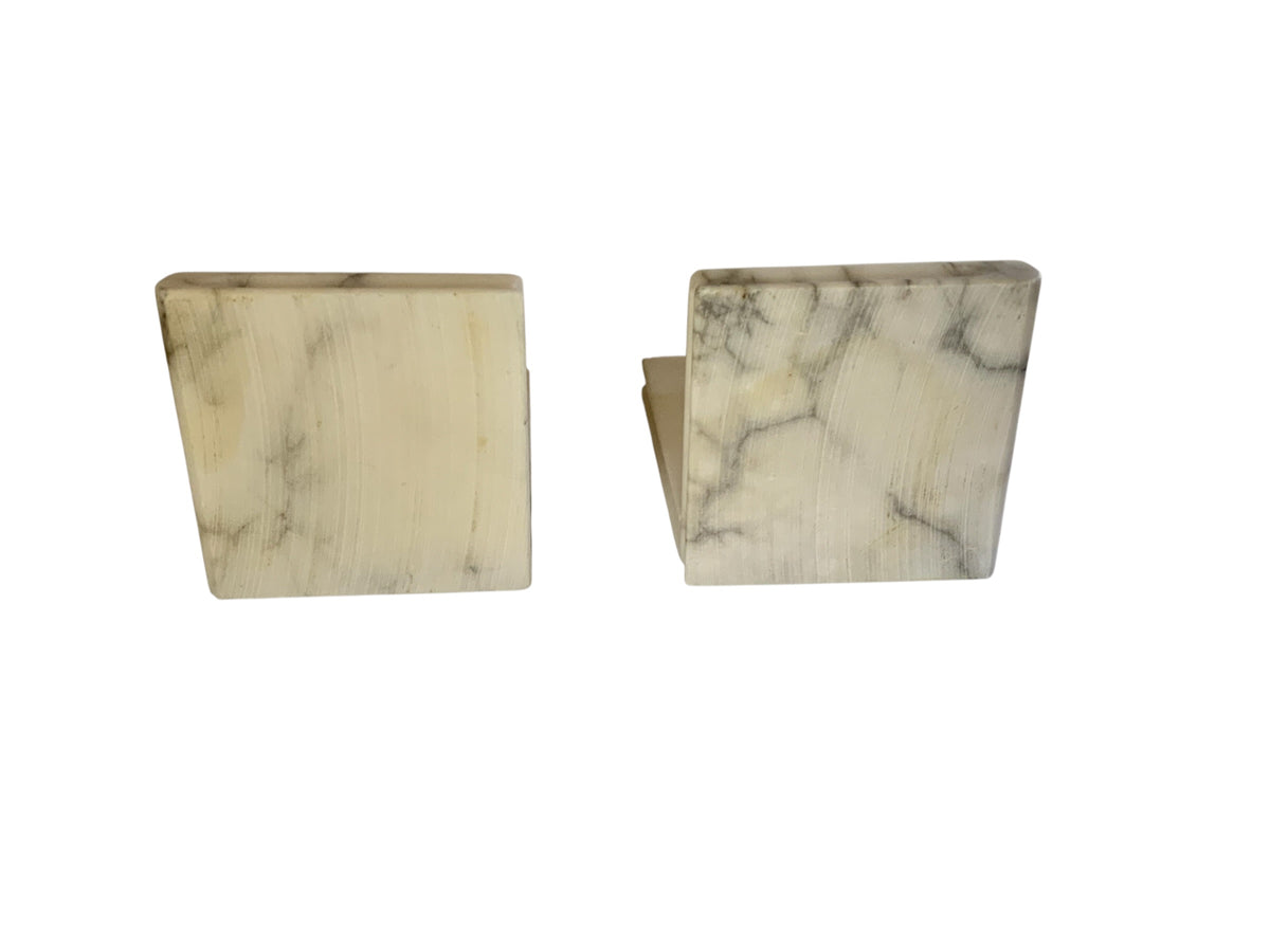 Vintage Italian Marble 5.75" Tiered Stacked Column Bookends Heavy Made in Italy 1970s