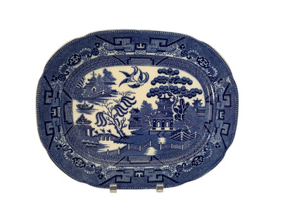 Vintage Allertons Ltd Blue Willow Oval Serving Platter Size No. 12 Staffordshire England c. 1929-1942