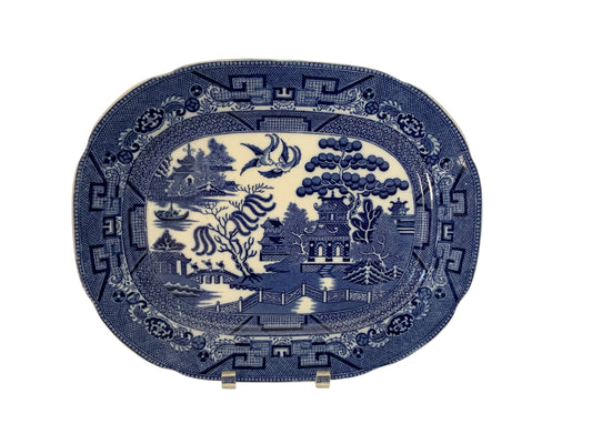 Vintage Allertons Ltd Blue Willow Oval Serving Platter Size No. 12 Staffordshire England c. 1929-1942