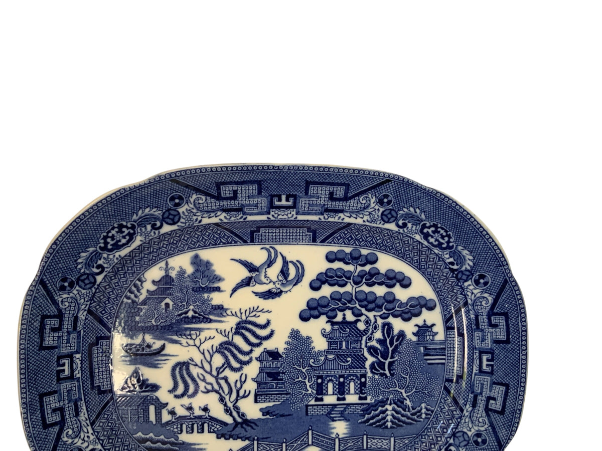 Vintage Allertons Ltd Blue Willow Oval Serving Platter Size No. 12 Staffordshire England c. 1929-1942