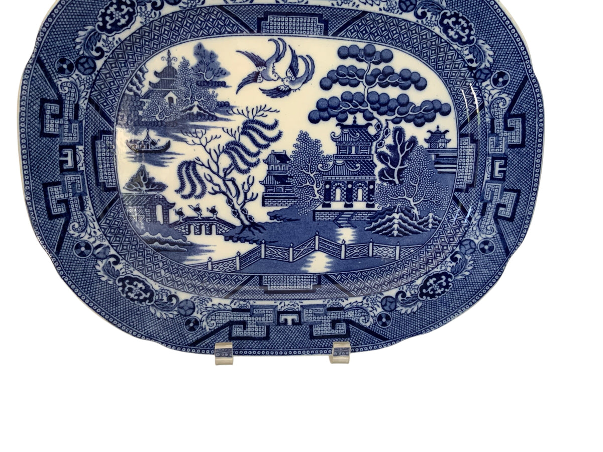 Vintage Allertons Ltd Blue Willow Oval Serving Platter Size No. 12 Staffordshire England c. 1929-1942