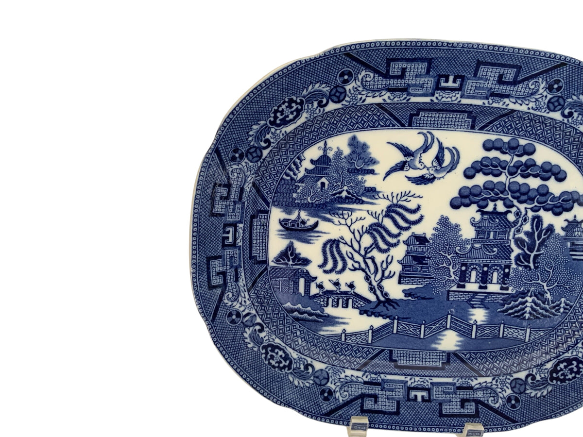 Vintage Allertons Ltd Blue Willow Oval Serving Platter Size No. 12 Staffordshire England c. 1929-1942