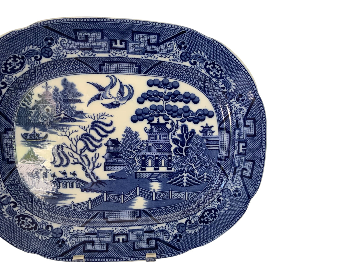 Vintage Allertons Ltd Blue Willow Oval Serving Platter Size No. 12 Staffordshire England c. 1929-1942
