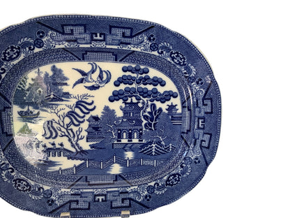Vintage Allertons Ltd Blue Willow Oval Serving Platter Size No. 12 Staffordshire England c. 1929-1942