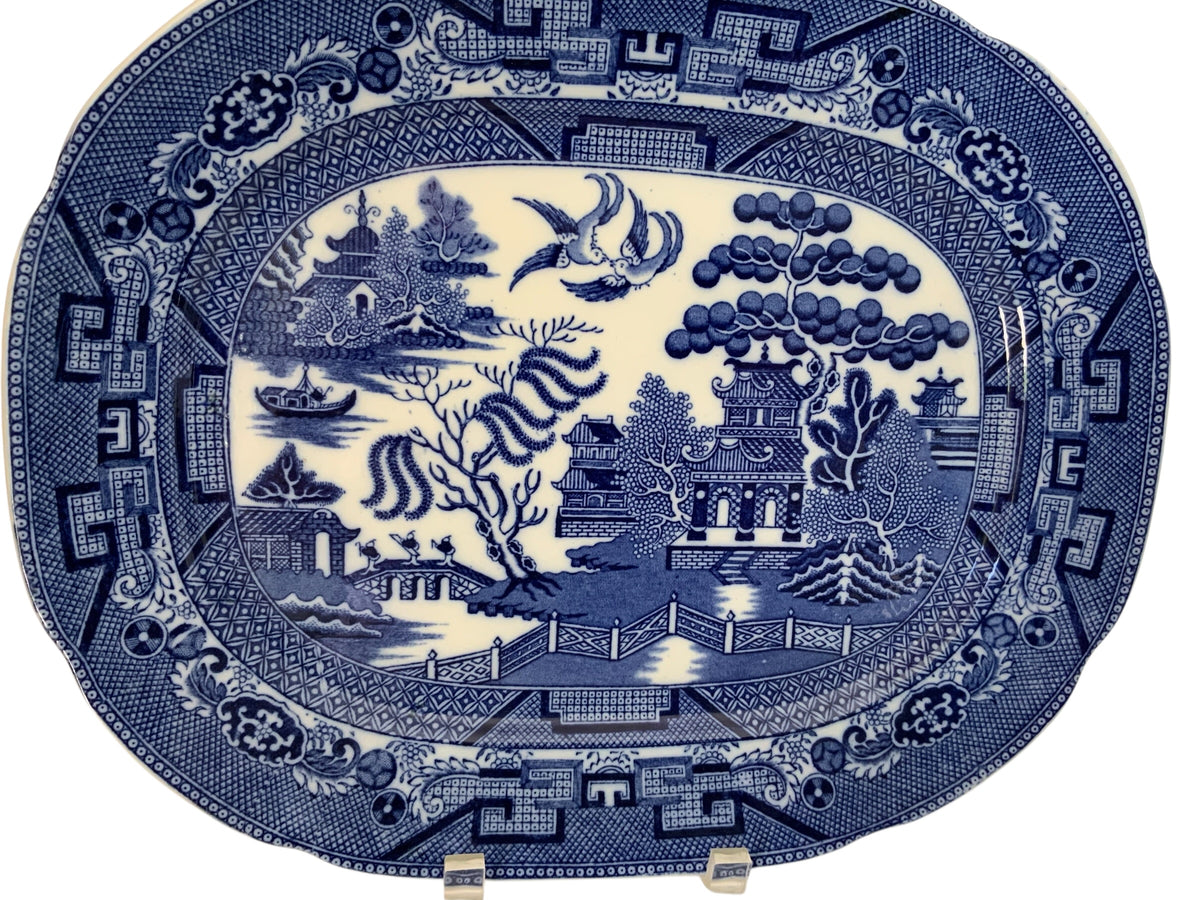 Vintage Allertons Ltd Blue Willow Oval Serving Platter Size No. 12 Staffordshire England c. 1929-1942