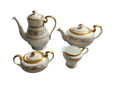 Aynsley Imperial Gold Fine Bone China Estate Collection 130 pc for 12 Teapot Coffee Pot Platters Staffordshire, England 1970s-1980s