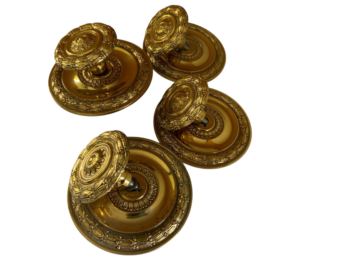 Set of 4 Vintage Libra 1008 Spain Solid Brass Center Door Fixed Knobs - Louis XVI Style Spain 1970s-1980s