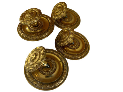 Set of 4 Vintage Libra 1008 Spain Solid Brass Center Door Fixed Knobs - Louis XVI Style Spain 1970s-1980s