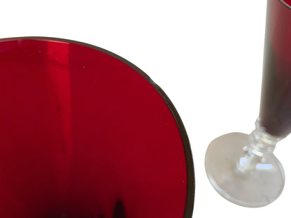 Vintage Pair William Yeoward Scarlet Crystal Water Goblet Made in Eastern Europe 1990s-2000s