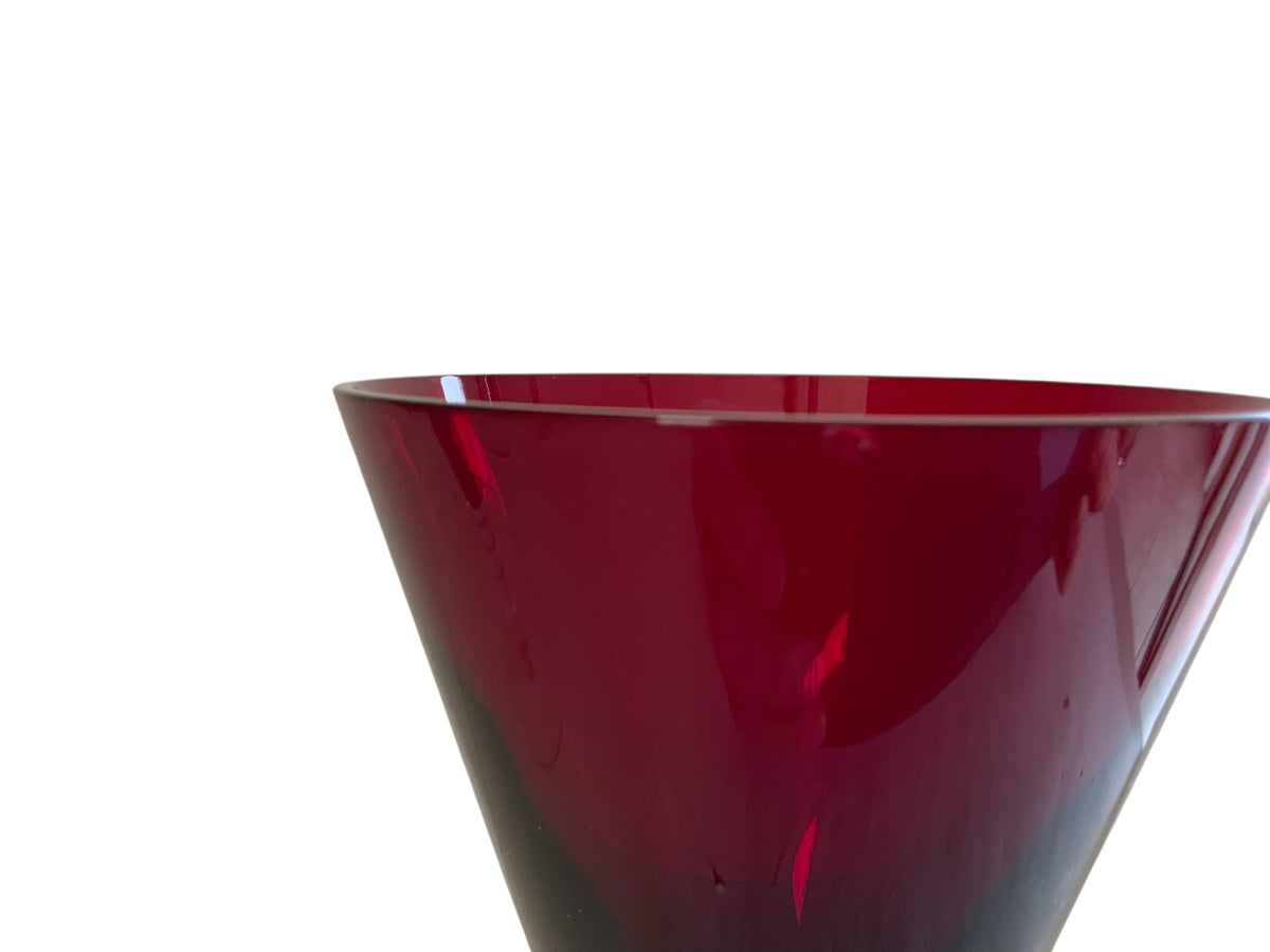 Vintage Pair William Yeoward Scarlet Crystal Water Goblet Made in Eastern Europe 1990s-2000s
