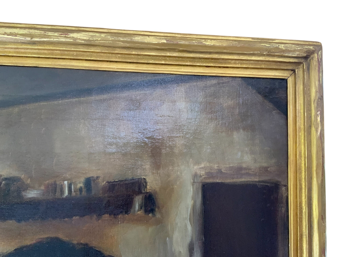 Antique Long Lost AIC Exhibited Michael Augustine Power O'Malley "A Conemara Kitchen" (Catalog No. 154) Oil on Canvas 1924 USA