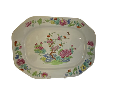 Antique Copeland Spode "Willis" Indian Tree 16.75" Hand Enameled Large Meat Serving Platter New Stone England Nov 1917