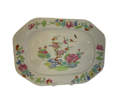 Antique Copeland Spode "Willis" Indian Tree 16.75" Hand Enameled Large Meat Serving Platter New Stone England Nov 1917