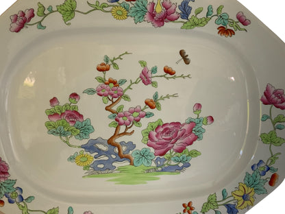 Antique Copeland Spode "Willis" Indian Tree 16.75" Hand Enameled Large Meat Serving Platter New Stone England Nov 1917