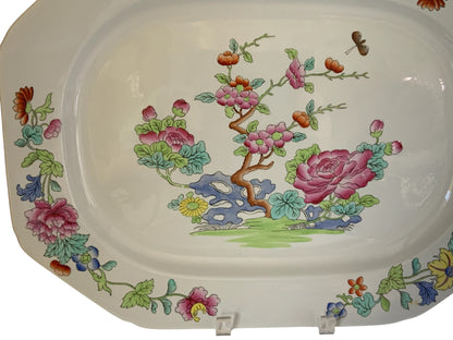 Antique Copeland Spode "Willis" Indian Tree 16.75" Hand Enameled Large Meat Serving Platter New Stone England Nov 1917