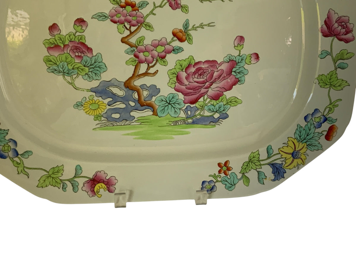 Antique Copeland Spode "Willis" Indian Tree 16.75" Hand Enameled Large Meat Serving Platter New Stone England Nov 1917