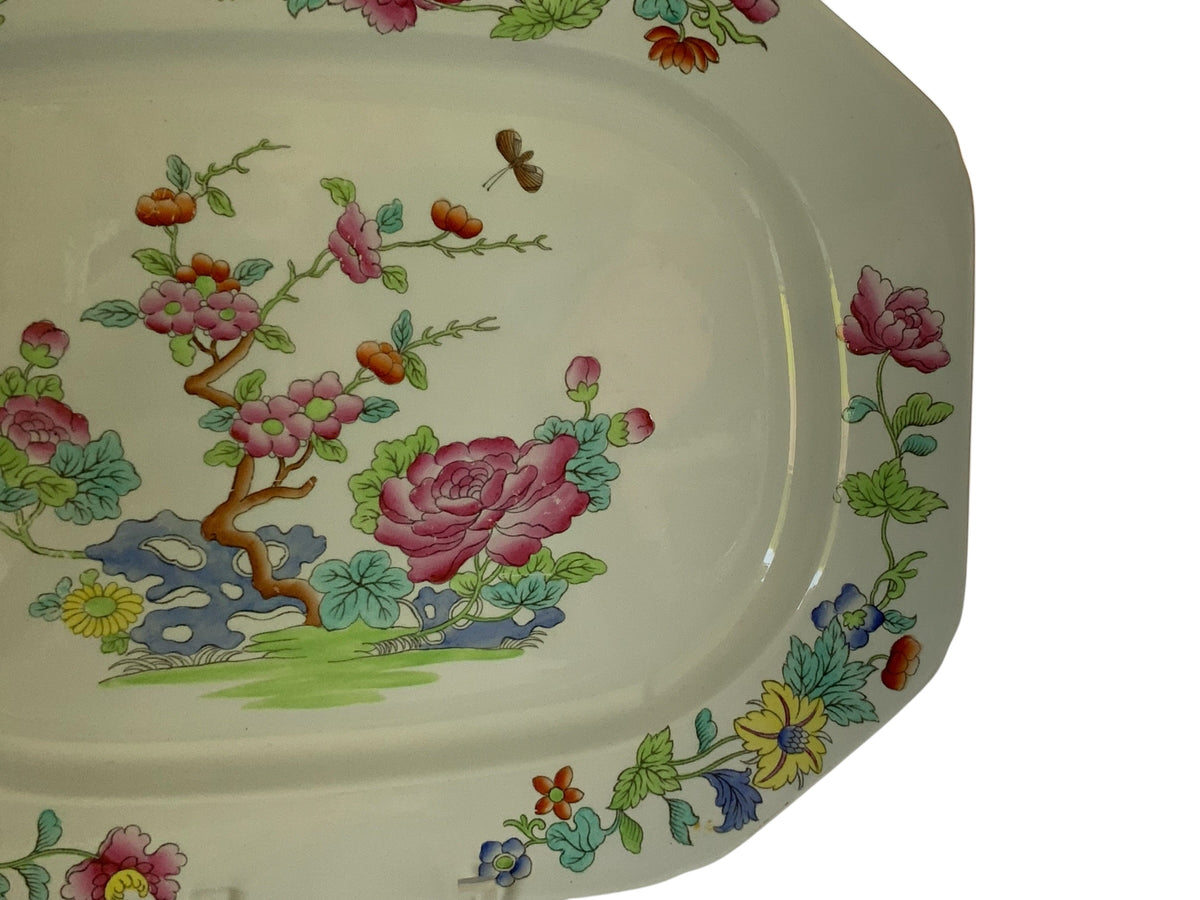 Antique Copeland Spode "Willis" Indian Tree 16.75" Hand Enameled Large Meat Serving Platter New Stone England Nov 1917