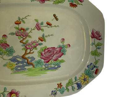 Antique Copeland Spode "Willis" Indian Tree 16.75" Hand Enameled Large Meat Serving Platter New Stone England Nov 1917