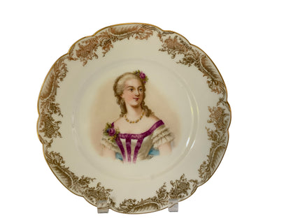 19thC Sèvres Marked Portrait Plate Madame Du Barry Signed Debrie Made in France c.1890-1910