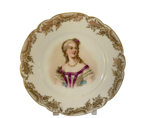 19thC Sèvres Marked Portrait Plate Madame Du Barry Signed Debrie Made in France c.1890-1910