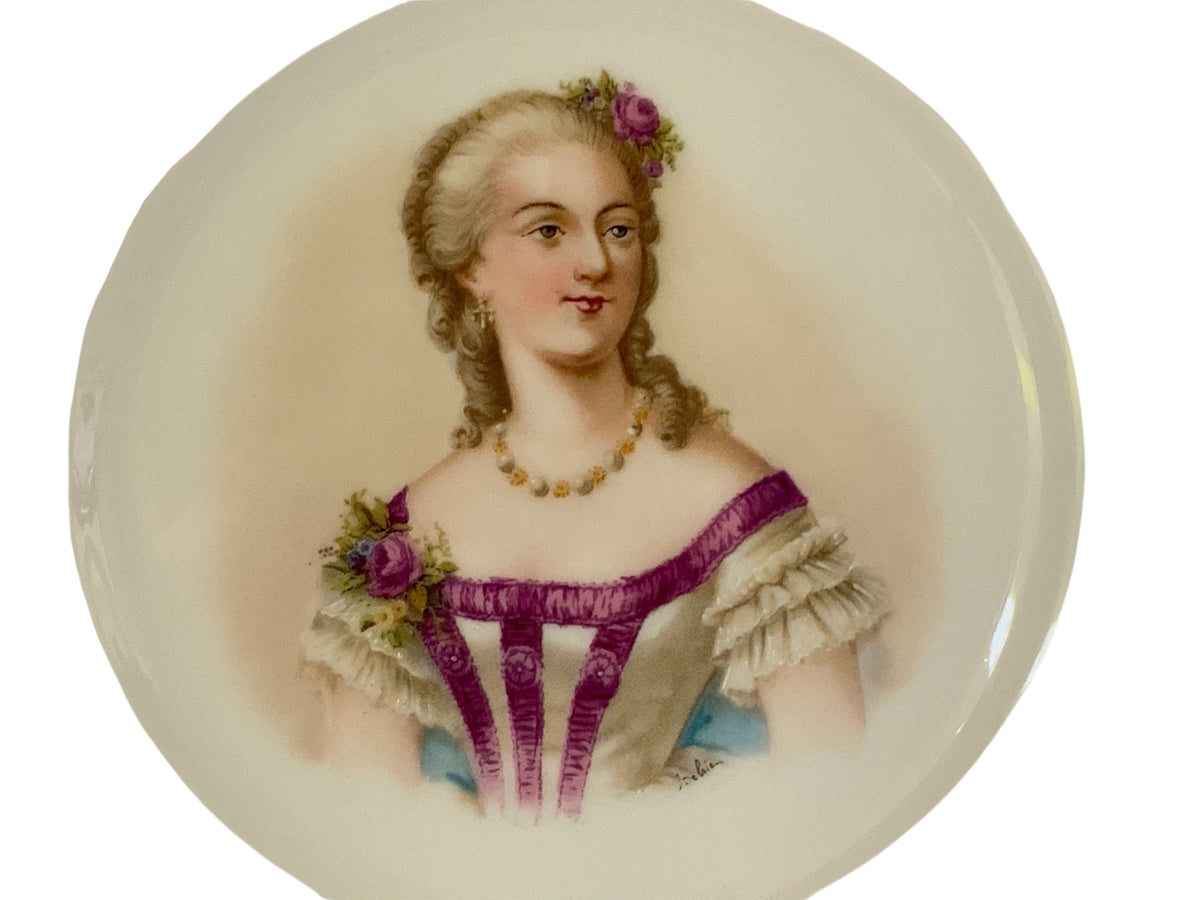 19thC Sèvres Marked Portrait Plate Madame Du Barry Signed Debrie Made in France c.1890-1910