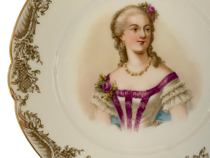 19thC Sèvres Marked Portrait Plate Madame Du Barry Signed Debrie Made in France c.1890-1910