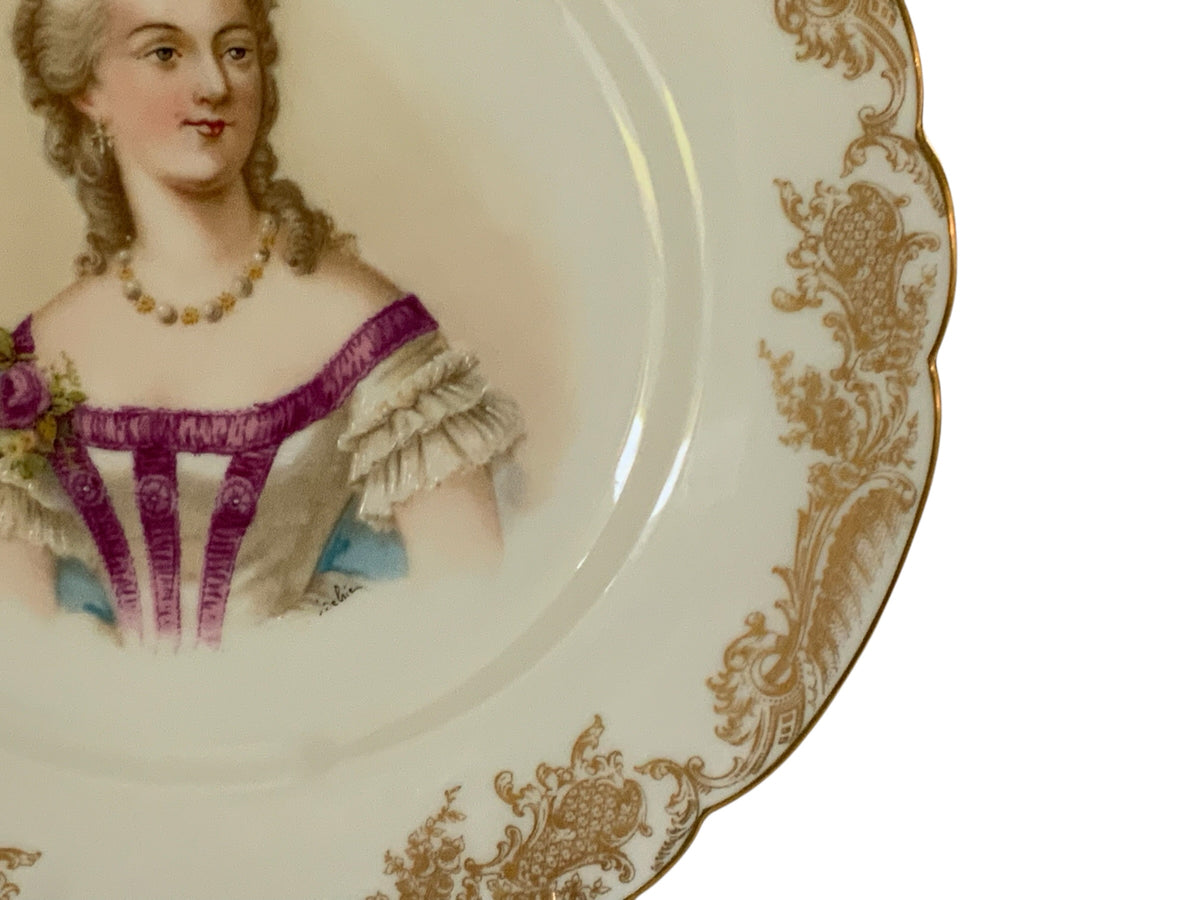 19thC Sèvres Marked Portrait Plate Madame Du Barry Signed Debrie Made in France c.1890-1910