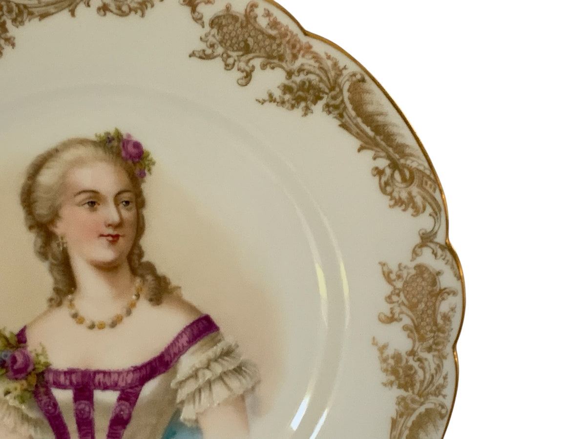 19thC Sèvres Marked Portrait Plate Madame Du Barry Signed Debrie Made in France c.1890-1910