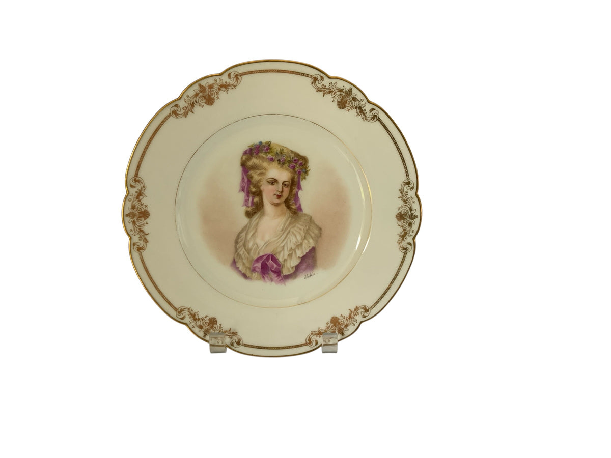 19thC Sèvres Marked Portrait Plate Madame de Lamballe Signed Debrie Made in France c.1890-1910