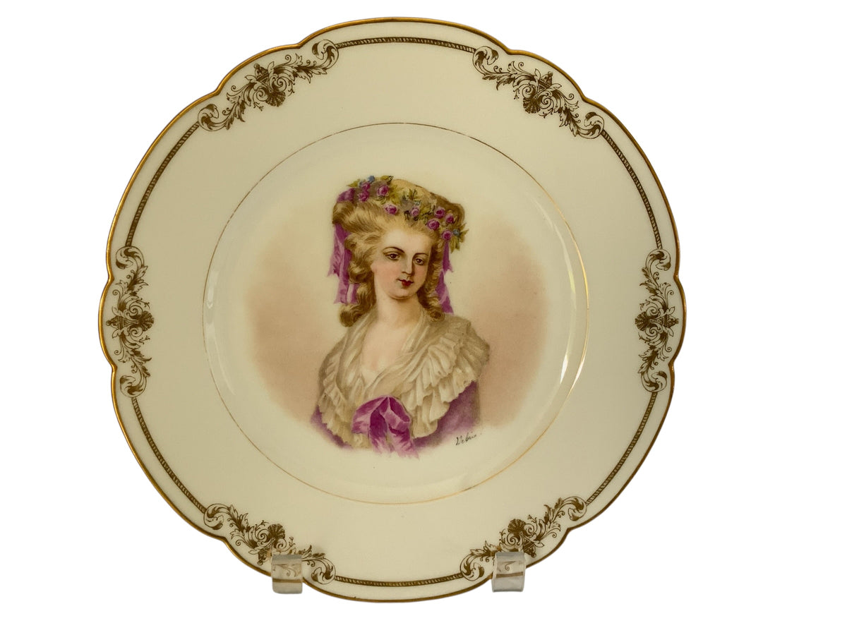 19thC Sèvres Marked Portrait Plate Madame de Lamballe Signed Debrie Made in France c.1890-1910