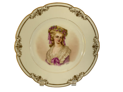 19thC Sèvres Marked Portrait Plate Madame de Lamballe Signed Debrie Made in France c.1890-1910
